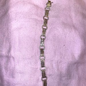 Cubic Zirconia and Rhodium Link Bracelet